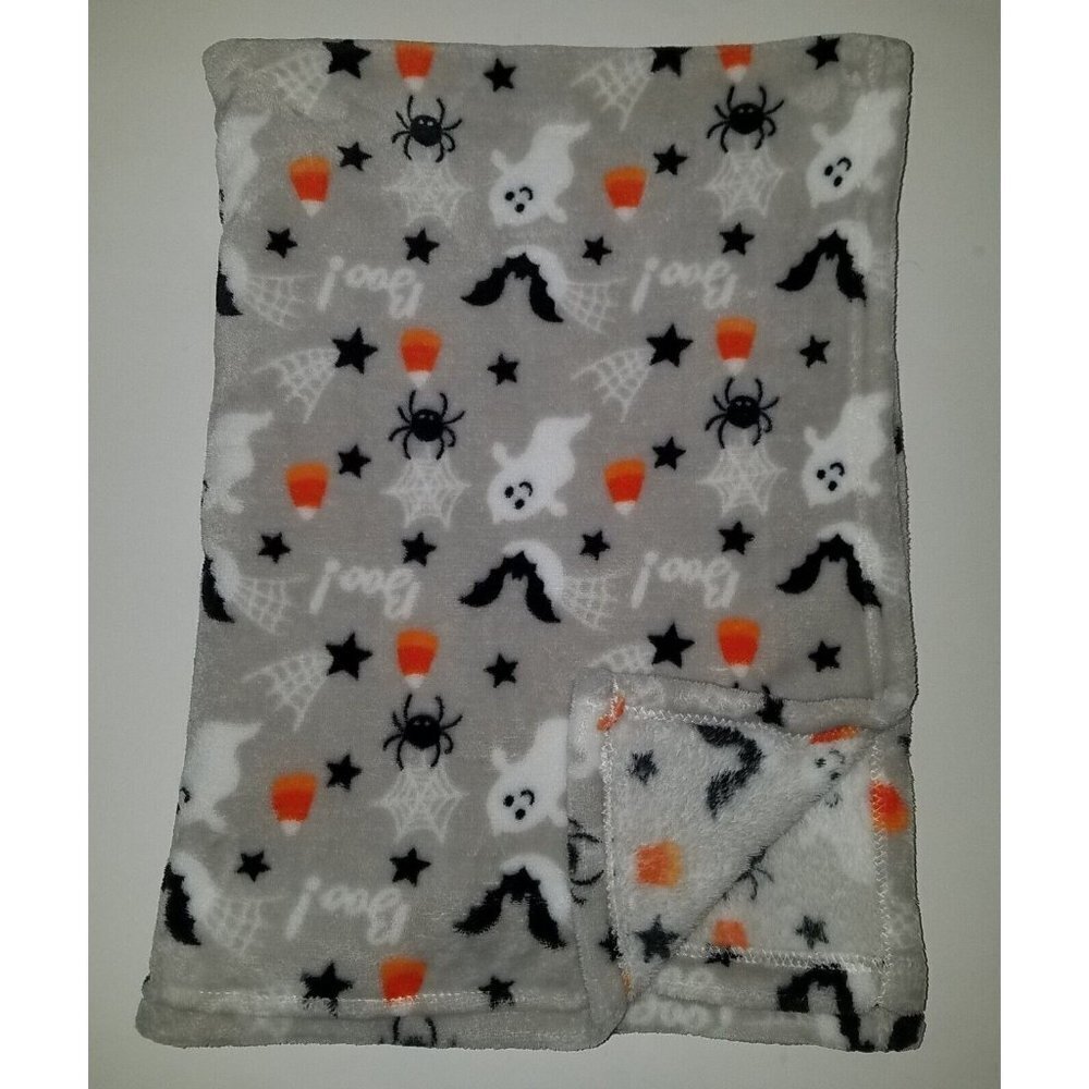 Gray Candy Corn Baby Blanket Halloween Ghost Spider Bat Boo Dream Kids RN 164273